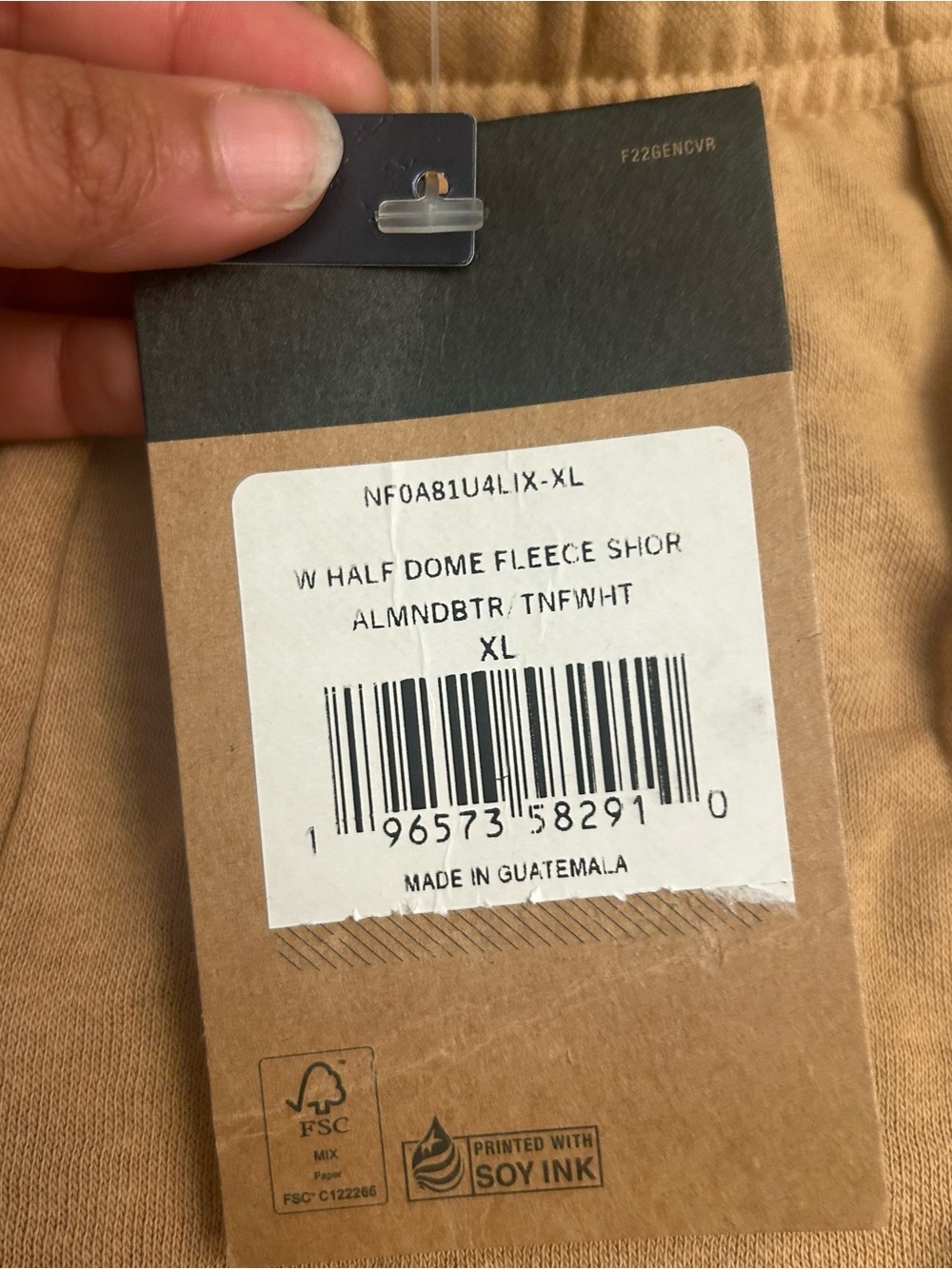 THE NORTH FACE Women's Half Dome Logo Fleece Shorts Almond Butter White, XL New - Picture 8 of 8